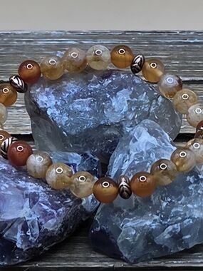 Citrine, Carnelian and Copper Beaded Bracelet